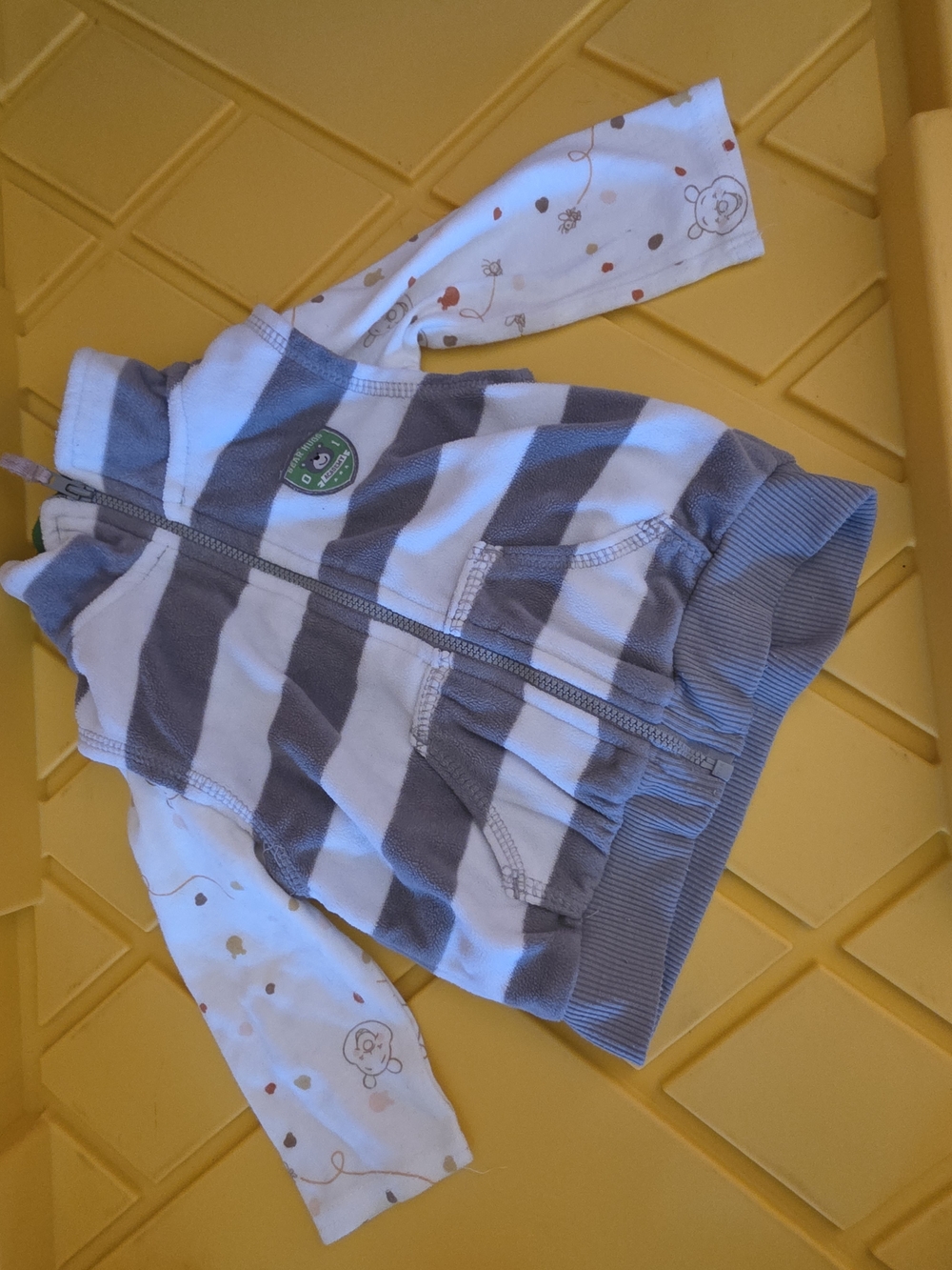 Disney Grey & White Striped Baby Hoodie with Printed Sleeves